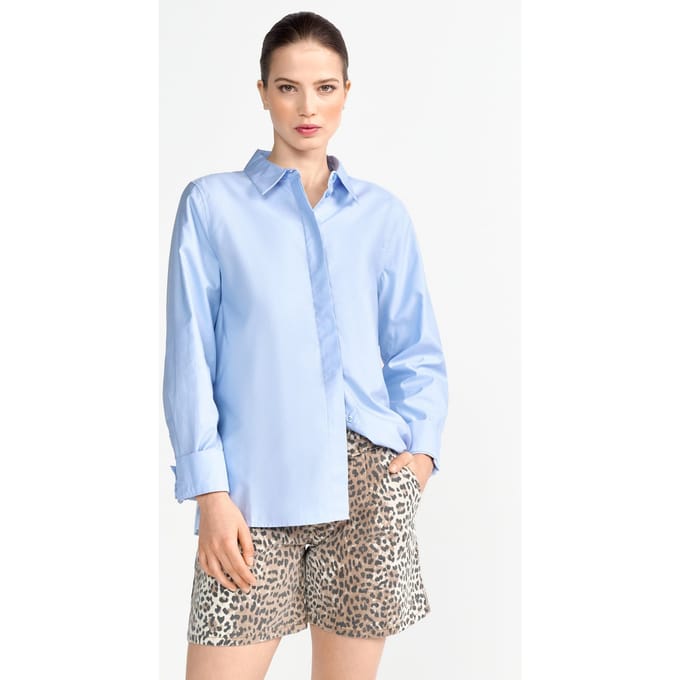 Rich & Royal Leopard Print Denim Shorts Caffee Latte Größe: W30 | Kurze Sporthosen Outlet | Damen | Blau