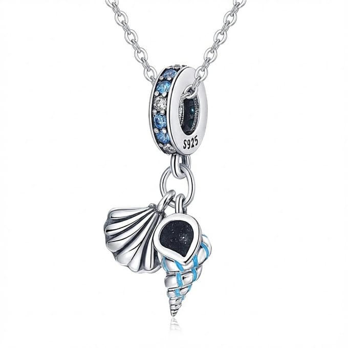 Ketting schelpje - blauw - strand