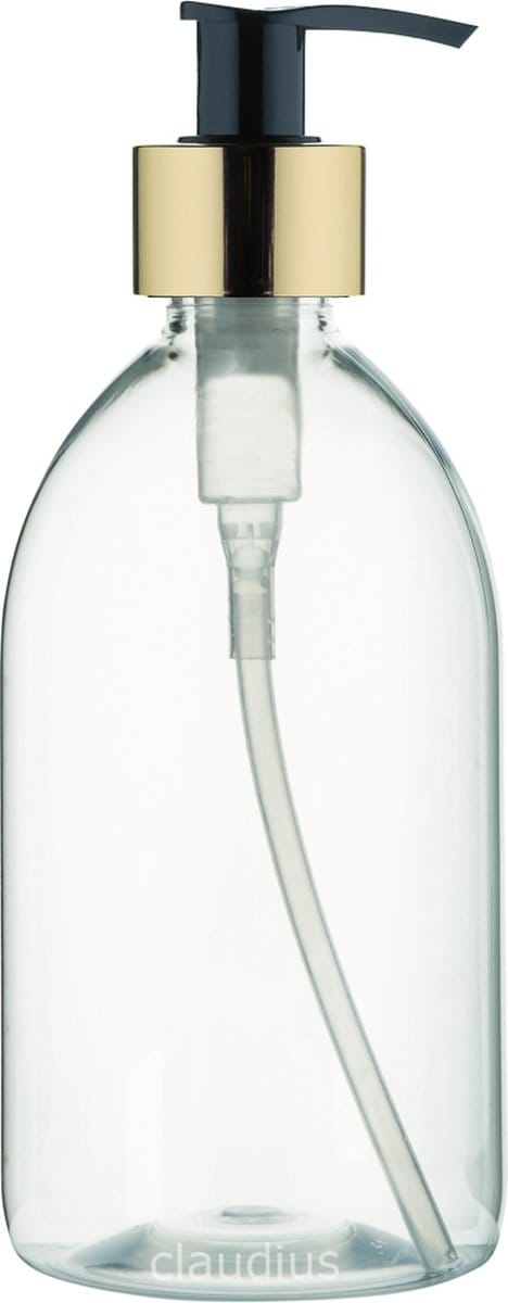 Lege Plastic Fles 500 ml PET - Transparant - met gouden pomp - set van 10 stuks - navulbaar - leeg