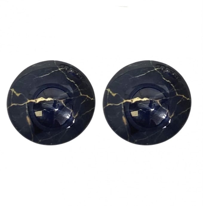 Clip oorbellen Amara zwart goud marmer 2 cm