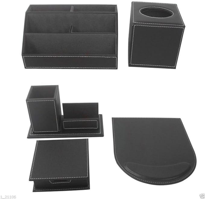 Bureau Organizer Set - Opbergset Kantoor - Bureau Netjes Houden - Draagbaar Ontwerp - 5 Delig - Zwart