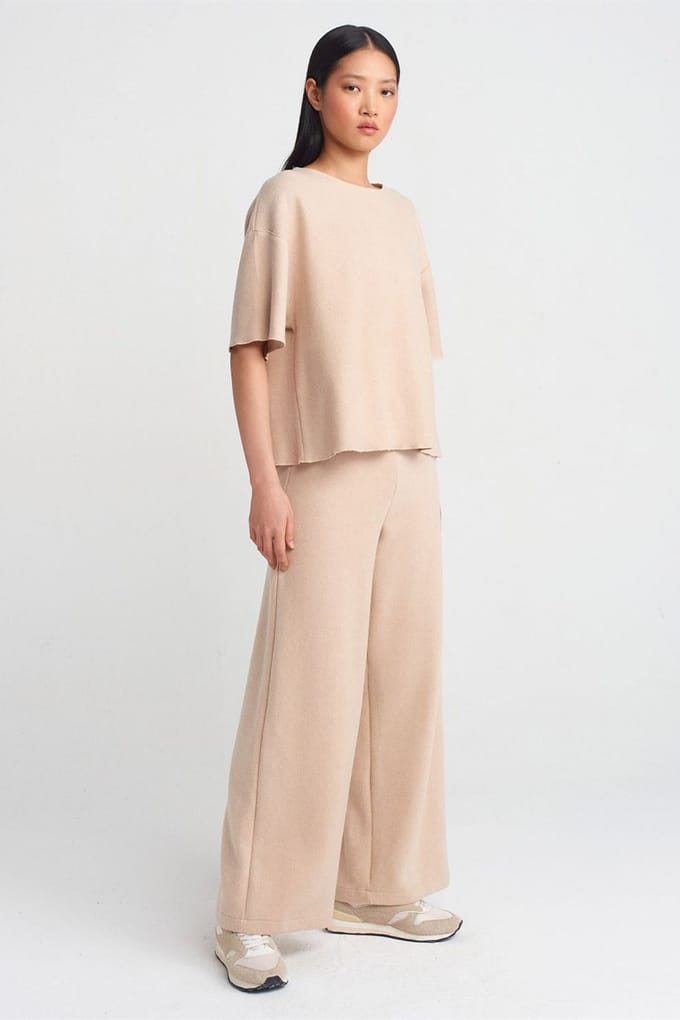 Dames Hoge Taille Wijde Pijpen Gebreide Broek