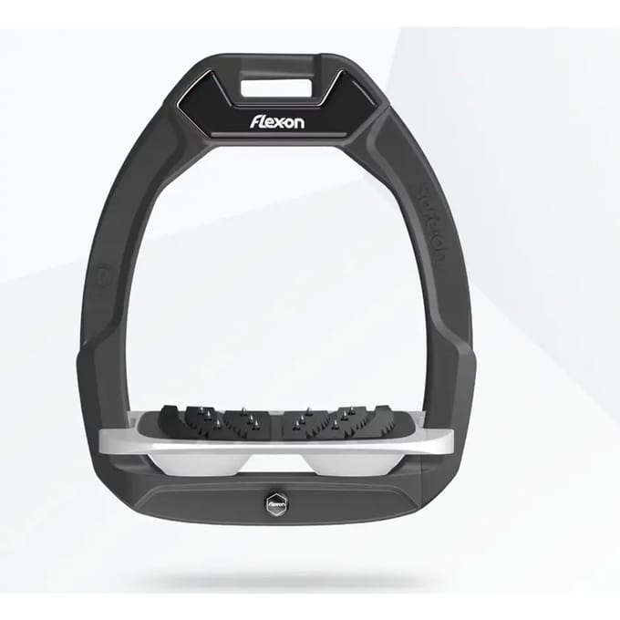 Veiligheidsirons Paardrijden Hellend Ultra Grip Antraciet/Grijs/Wit Flex-On Safe-On