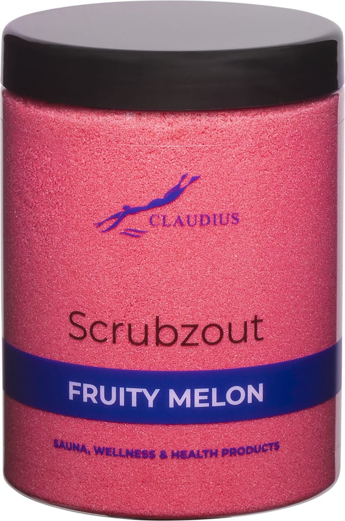 Scrubzout Fruity Melon in handige pot - 1250 gram - met zwarte deksel - Hydraterende Lichaamsscrub