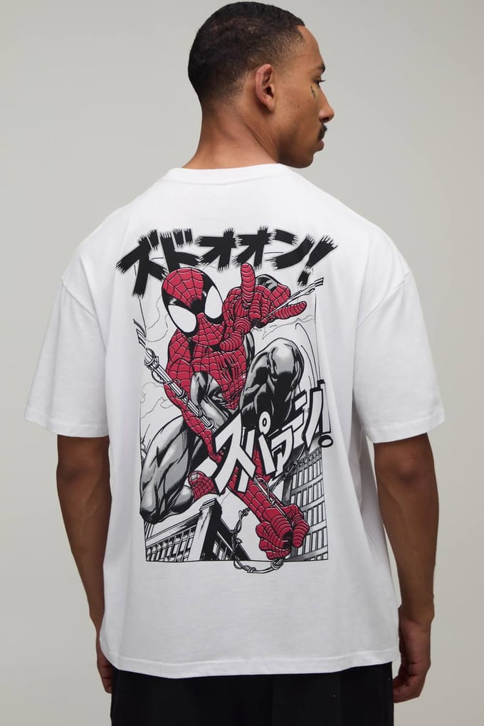 Oversized Spider-Man Licentie Print T-shirt | White | Size XS