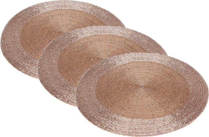 12x stuks placemats/onderleggers champagne rond D35 cm - Diner/kerstdiner tafel placemats