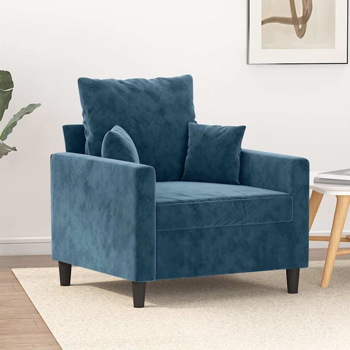 vidaXL - Fauteuil - 60 - cm - fluweel - blauw