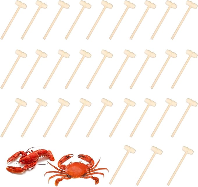Set van 30 Mini Houten Hammers voor het Tappen van Chocolade, Noten en Schelpdieren