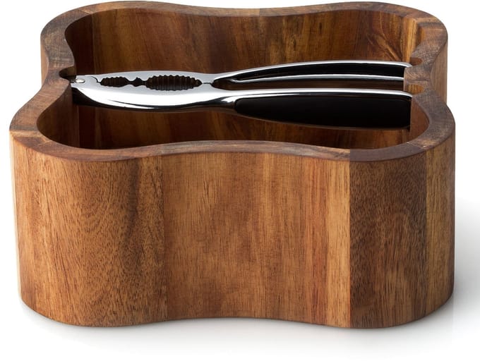 Continenta 2-delive Notenkrakerset - Acacia - Vierkant - 24,5x24,5x5cm