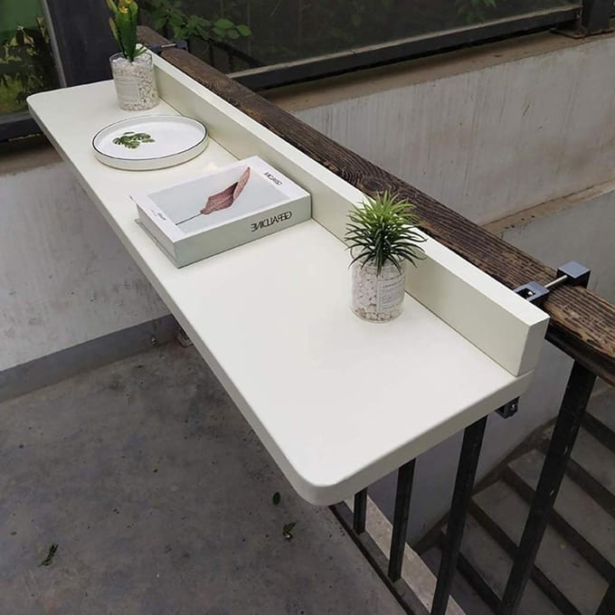 Balkon tafel - Buiten bureau - Ruimte besparen - Opvouwbaar ontwerp - 80x40cm - Wit