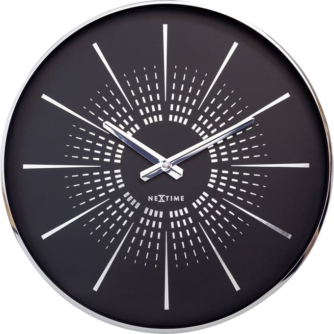 NeXtime Excentric – Stille Wandklok – 40 cm – Metaal – Zwart