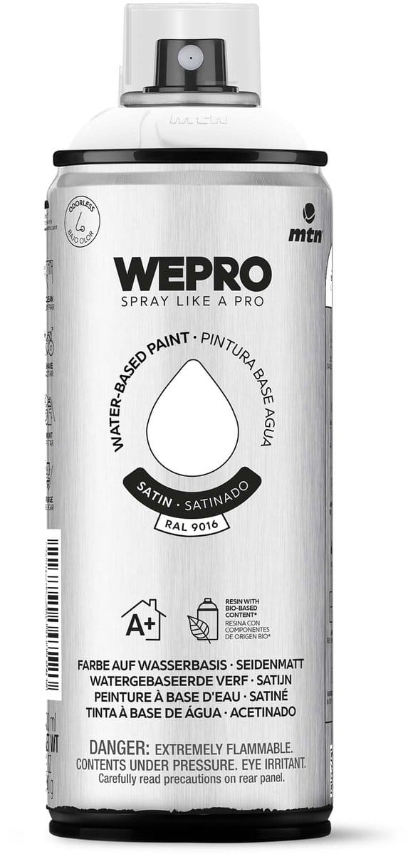 Spuitbus MTN WEPRO WATER-BASED PAINT 400ML ZG RAL 9016 WIT