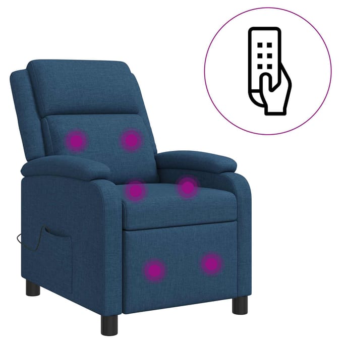 vidaXL - Massage - Relaxstoel - Blauw - Stof
