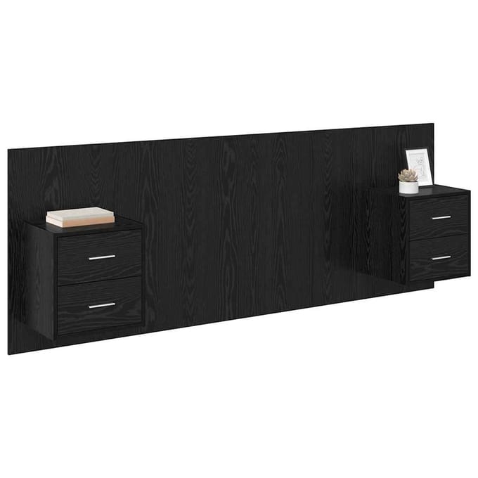 vidaXL - Hoofdeinde - Met - Kast - 3 - st - Zwart - Eiken - Bewerkt - hout