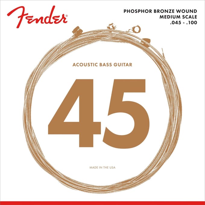 Fender 7060 Phosphor Bronze Acoustic Bass Strings Medium Scale 45-100 - Snarenset voor 4-string basgitaar