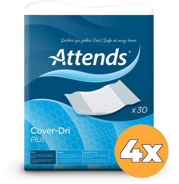 Attends Cover-Dri Plus 80 x 170 cm (bordable) - 4 paquets de 30 protections