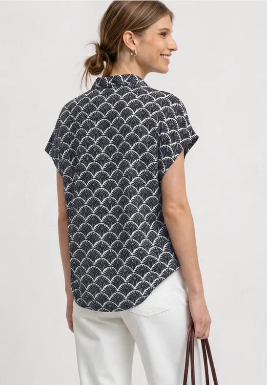 Blouseshirt met overhemdkraag en elastische zoom
