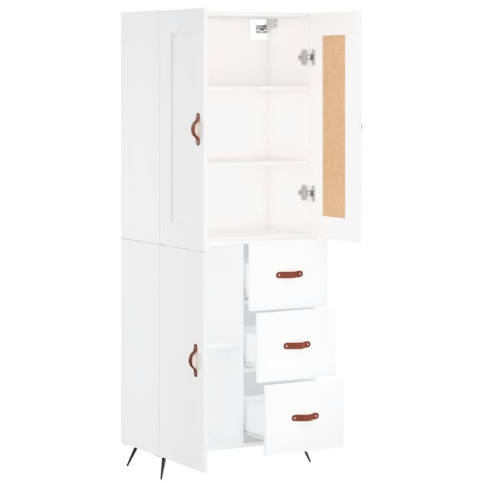 vidaXL - Hoge - kast - 69,5x34x180 - cm - bewerkt - hout - wit