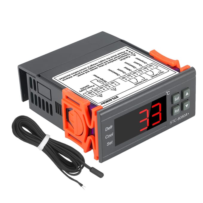 Digitale temperatuurregelaar STC-8080A+ koelkastthermostaat voor automatische koelkast grijs