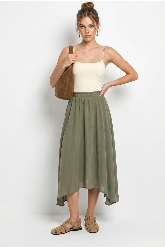 Hoge Taille A-Lijn Midi Rok