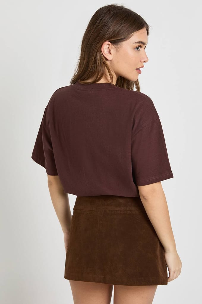 boohoo Dames Faux Suede Getailleerde A-lijn Mini Rok | Chocolate | Maat: 16