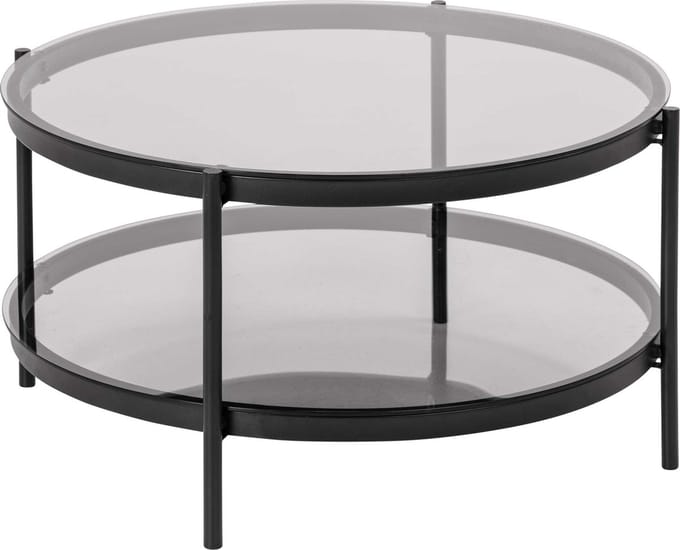 Salontafel Vadodara Glas Grijs Ø79cm - Giga Living