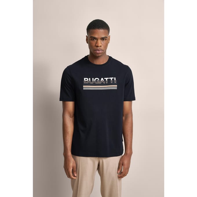 Bugatti Herren T-shirt met rubberen logo-opdruk
