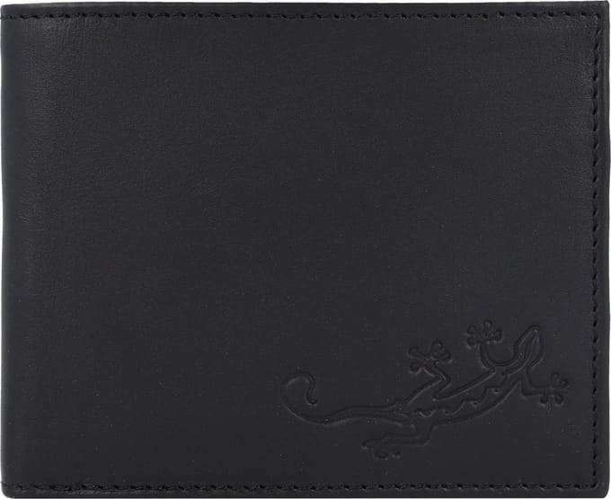 oxmox Leren portemonnee Leather RFID Protect Querscheinbörse Lizard Embossed Black zwart