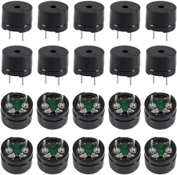 Passieve Zoemer Kit - Piëzo Component - Elektronische Projecten - Brede Voltage Compatibiliteit - 20 Stuks - Zwart