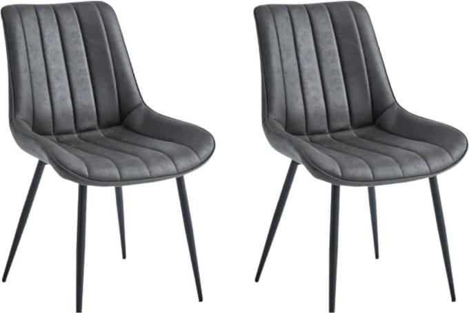 Colenis® - Verta Eetkamerstoel - Set Van 2 - Antraciet - Microfiber Stof - Industrieel