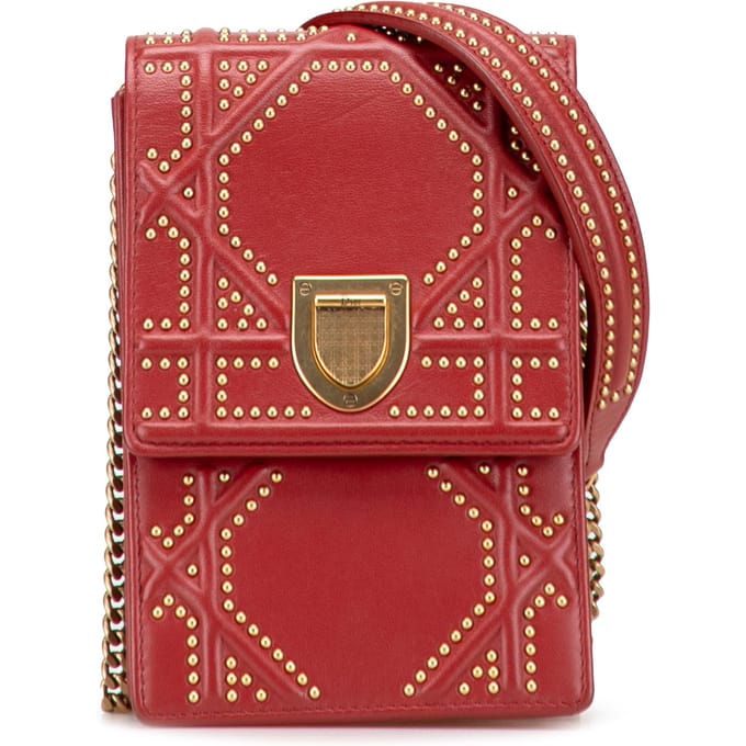 Tweedehands Studded Lamsleer Verticale Diorama Crossbody