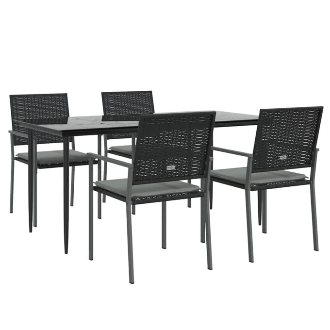 vidaXL - 5-delige - Tuinset - met - kussens - poly - rattan - en - staal