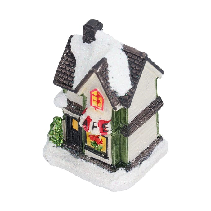 Kerstdorp Huis LED Kerst Hars Licht Huis met LED Licht Werkt op Batterijen white