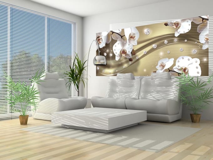 Flowers Orchids Pattern Photo Wallcovering
