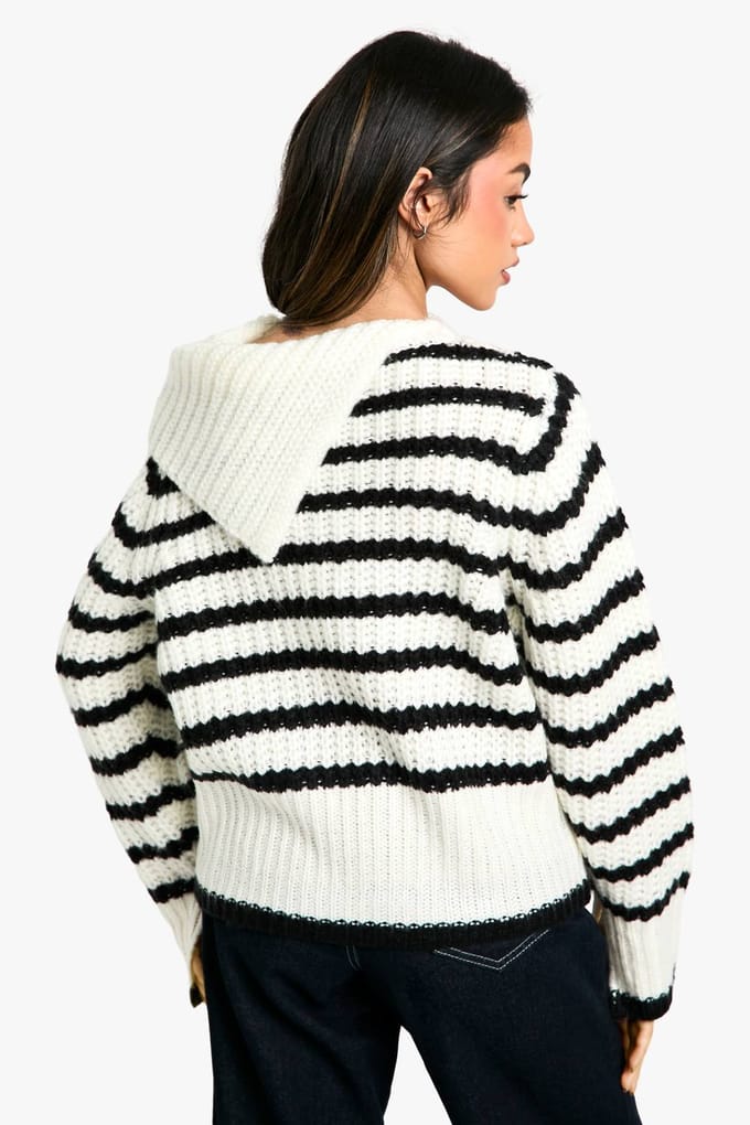 boohoo Dames Gebreide Trui met Gestreepte Kraagdetail | Maat: Medium