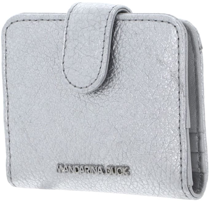 MANDARINA DUCK Leren kaarthoes Mellow Metal Card Case Silver zilverkleurig