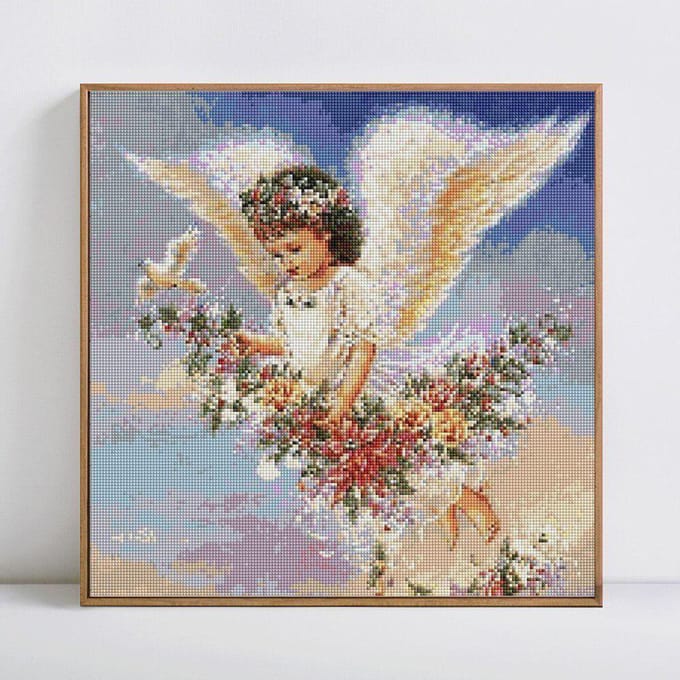 Diamant broderie anges diamant peinture ronde arrivée diamant 40x40