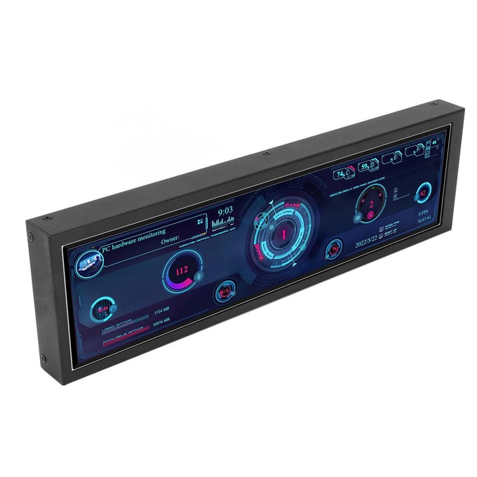 8,8 inch IPS-scherm 1920x480 CPU GPU SSD Data Temperatuurmonitor Chassis Subscherm voor Windows black