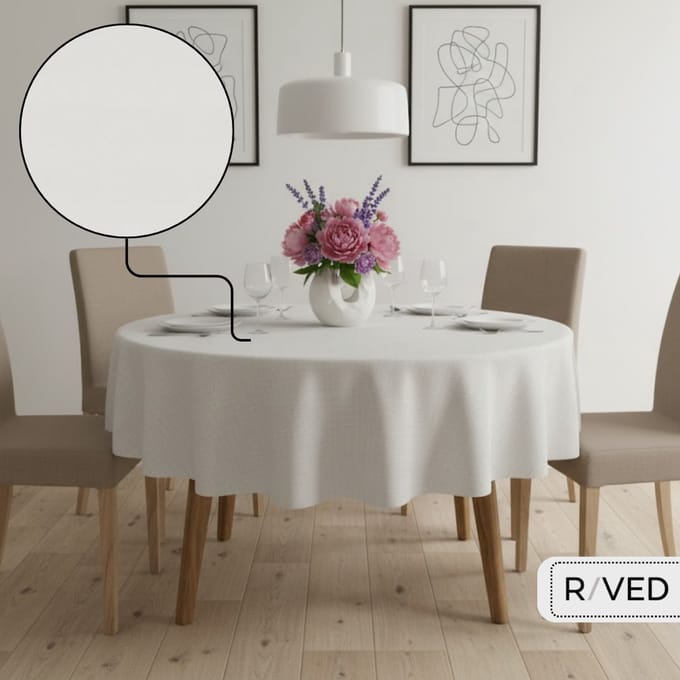 Raved Rond Tafelkleed - 160 cm ø - Polyester Wit - Kreukvrij