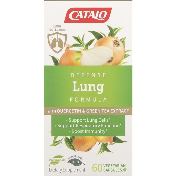 CATALO, Formule Défense Poumons avec Quercétine et Extrait de Thé Vert, 60 Capsules Végétales