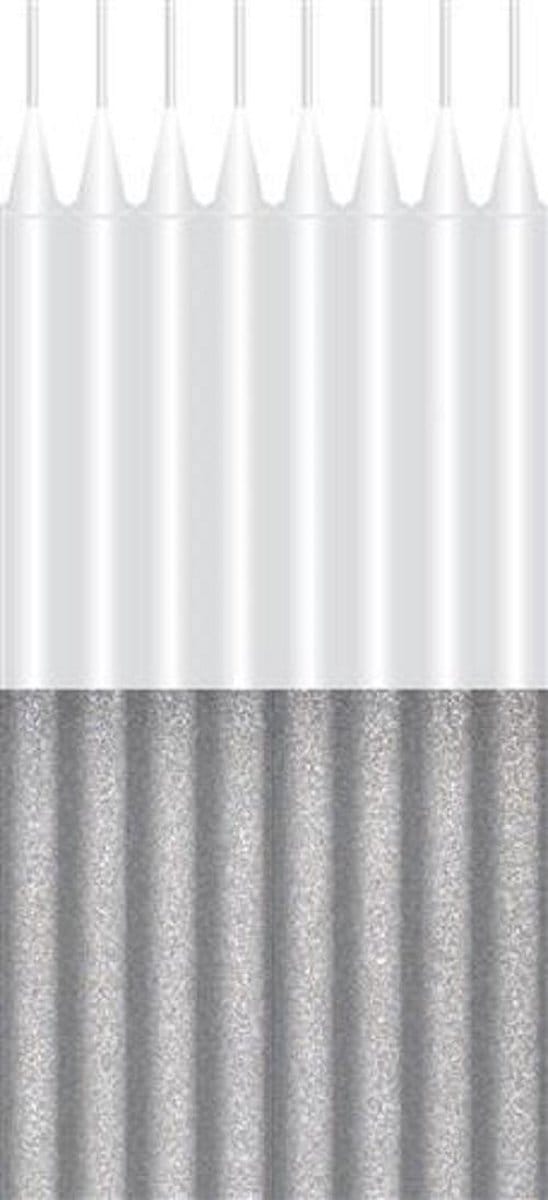 Glitter taart kaars wit/zilver | 9,5cm/16st.