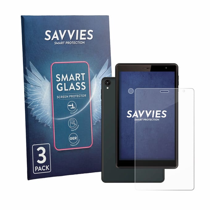 3 Stuks Savvies Screenprotector - geschikt voor Logicom Tab 80 8" (Voor+Camera) - beschermfolie glas transparant