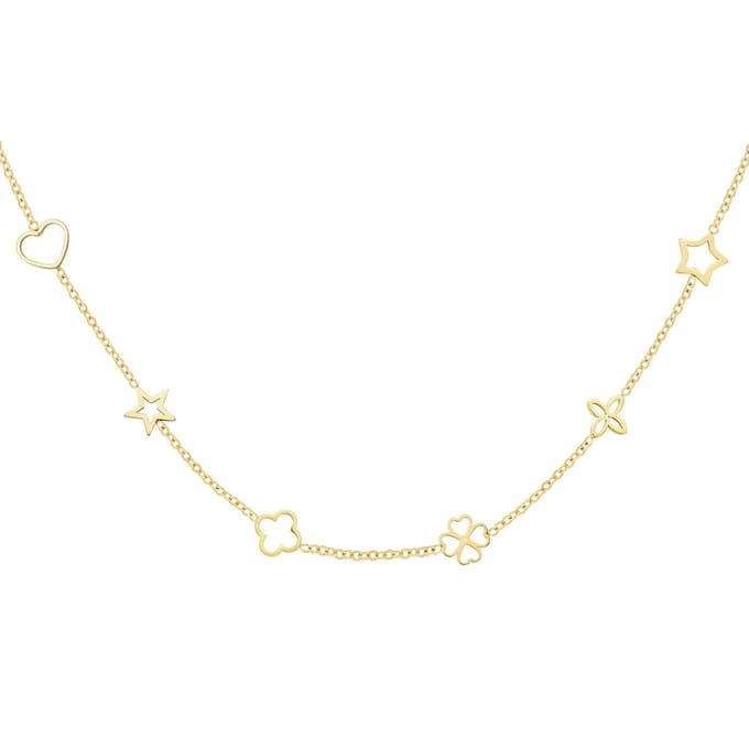 Ketting met figuurtjes - Yehwang - Ketting - 39 +  5 cm - Goud