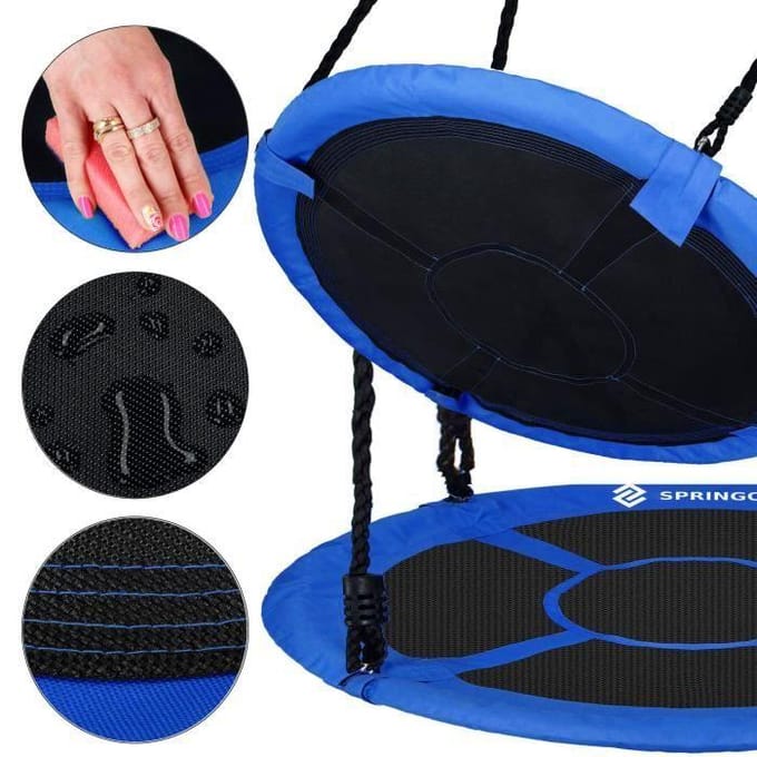Springos Nestschommel | Kinderschommel | Ø110 CM | Max 150 KG | Blauw / Zwart
