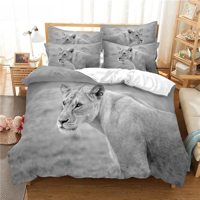 Leeuw Beddengoed Set Dekbedovertrek Set 3d Beddengoed Digitale Druk Bedlinnen Queen Size Beddengoed Set Mode Ontwerp EU single(135x200cm)