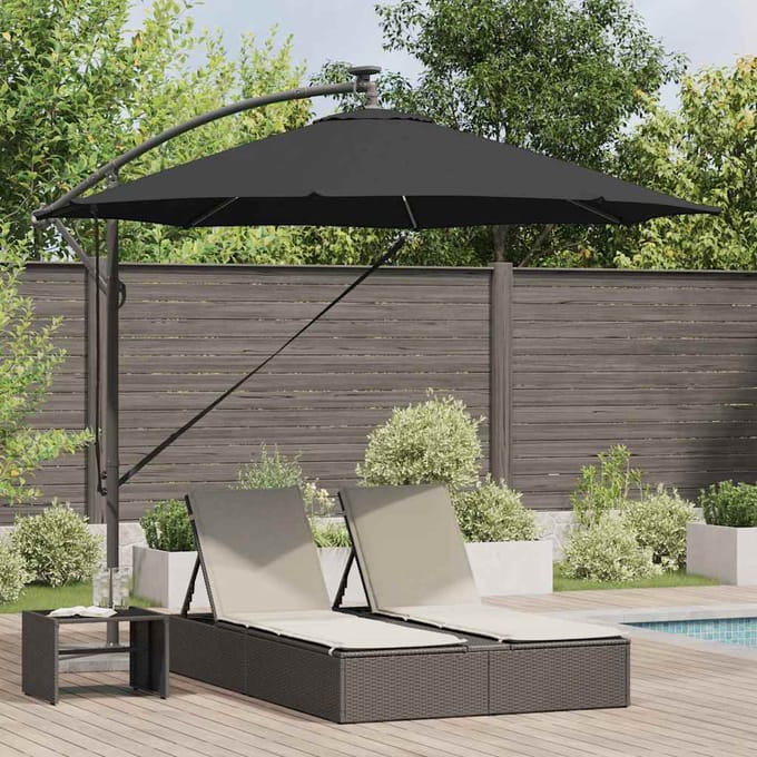 vidaXL - Parasol - 294 - x - 294 - x - 248 - cm - Polyester - en - Aluminium - Zwart