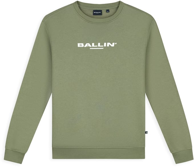 Ballin Amsterdam - Heren Regular fit Sweaters Crewneck LS - Army Green - Maat L