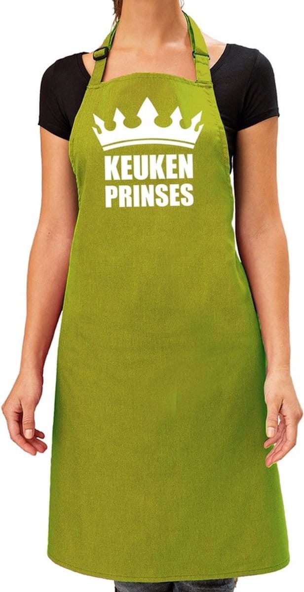 Keuken Prinses barbeque schort / keukenschort lime groen voor dames - bbq schorten