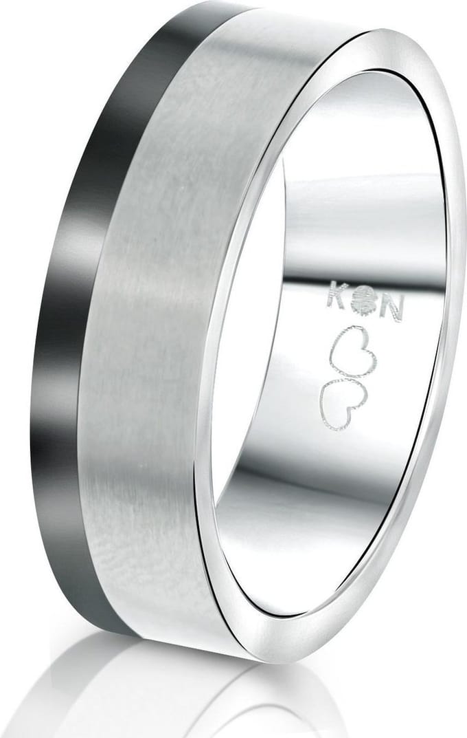 Lucardi Heren Vriendschapsring Tokyo - Ring - Vaderdag Cadeautje - Titanium - Zilverkleurig