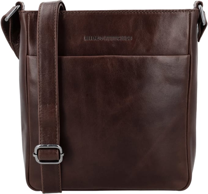 Hide & Stitches Porto Crossbody Schoudertas - Leren Dames Tas - Donkerbruin